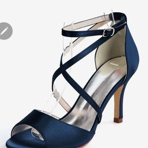 Elegant Navy Blue Strappy Heels